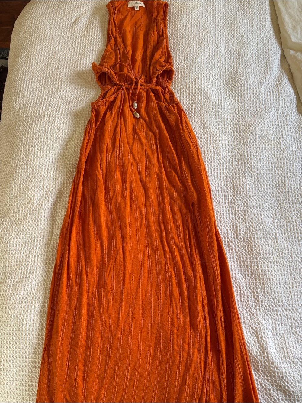 l*space Orange cut-out Maxi Dress with Drawstring Waist
